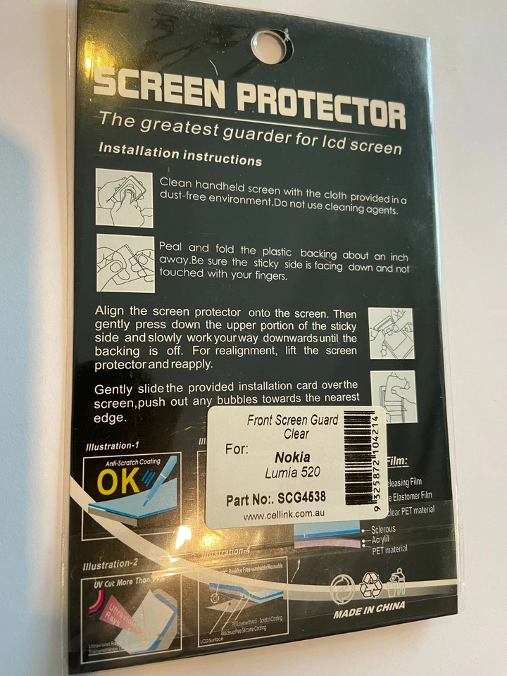 Nokia Lumia 520 Screen Guard Protector in Clear SCG4538 Brand New & Sealed pack - image 2 of 2