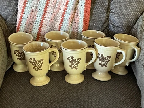 Pfaltzgraff Village GrandMug/Footed Pedestal Mug 5.25" Tall Lot of 8 Vintage USA