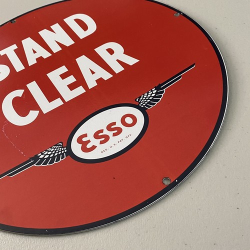 VINTAGE ESSO GASOLINE PORCELAIN SIGN GAS MOTOR OIL PETROL LUBRICANTS PUMP PLATE - Picture 9 of 12