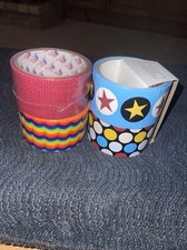 4 Duct Tape Rolls Rainbow Burgundy Stars Polka Dots Each Roll 1.88"X 10 Yards