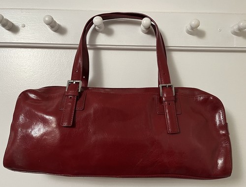 HOBO Large Red Leather Rectangular Bag Purse Zip Closure