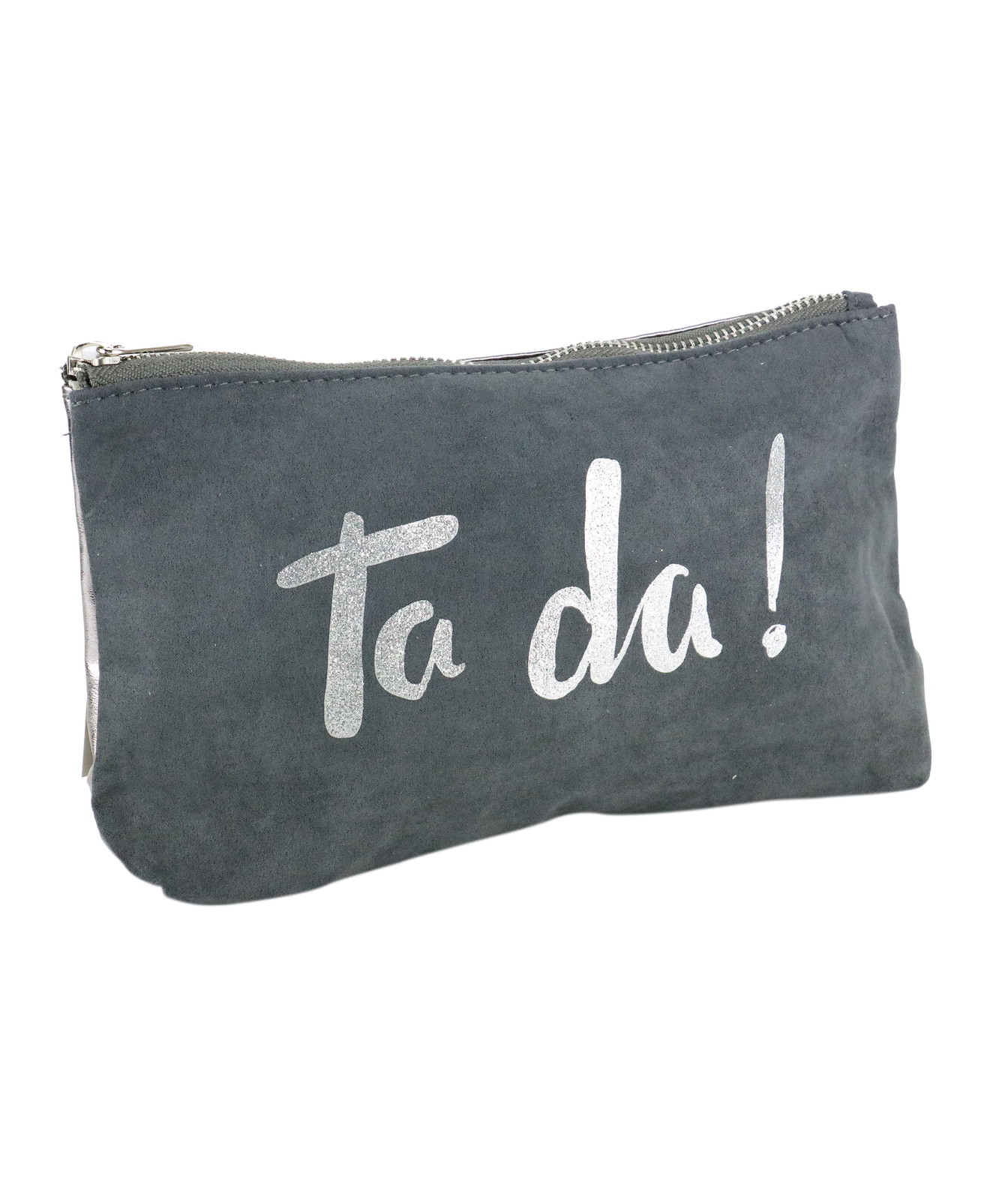Ta Da! Ladies Faux Suede Cosmetic Bag in Grey from Shruti