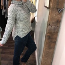 Pink Rose Large grey marled knit cozy sweater