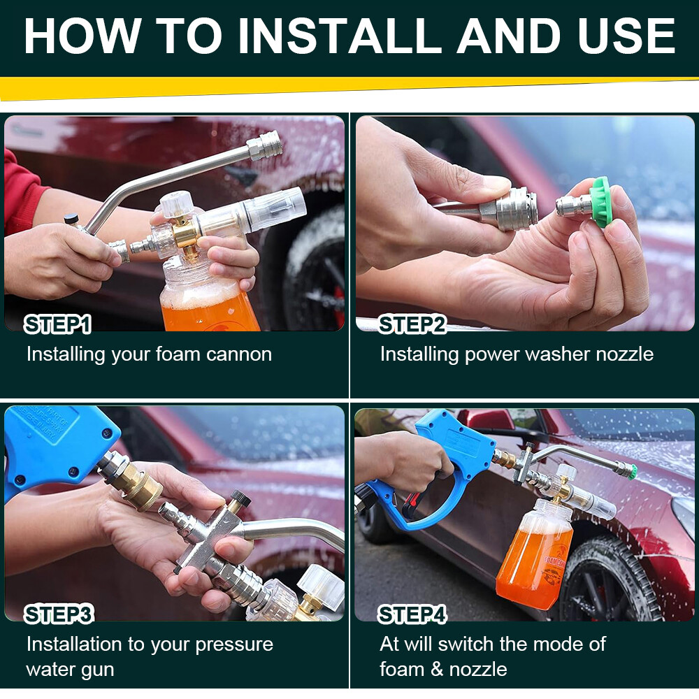 Dual Valve Dual Valve Snow Foam Spray Gun 1/4 Quick Connect Foam Lance