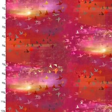 3 Wishes Tropicolor Birds Birds In Flight Red Cotton Fabric By Yard