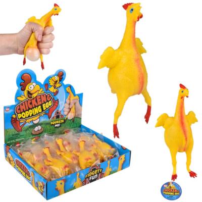 12 Chicken N' Egg Squeeze Stress Squishy Toys - Hidden Egg Pops