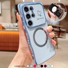 for Samsung S25 Ultra Plus S24 S23 S22 Soft Wave Frame Curly Shape Magnetic Case