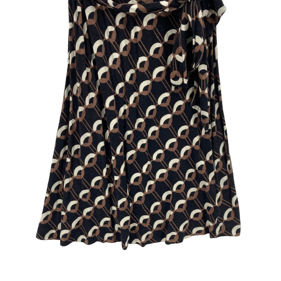 Banana Republic Wrap Dress Womens Petite Small Black Geo Print V Neck Drawstring - Image 3 of 4