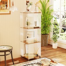 4-Tiered Storage Shelving Unit with 360 Wheels Bookshelf for Garage Kitchen Use