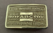 Vintage ABC AMERICAN BOWLING CONGRESS Belt Buckle Most Improved Average 1969