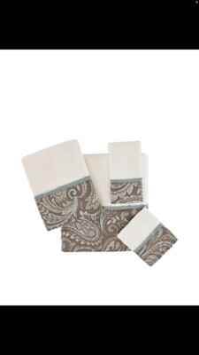 Madison Park Aubrey 6 Pcs Jacquard Set, Spa Luxurious Textured Design, Blue New