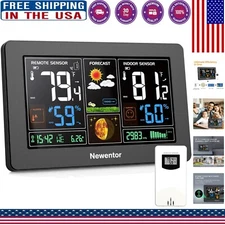 Elegant Wireless Weather Forecast Station with Atomic Time & Remote Sensors