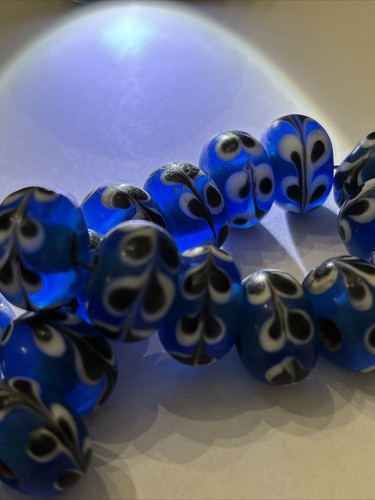 18 perle sfuse in vetro smaltato colore Cina antiche usate - Foto 5 di 7