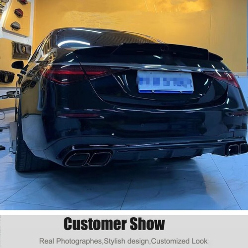 Gloss Black Rear Bumper Diffuser Lip W/Exhaust Tip For Benz W223 S500 2022-2024 - Picture 6 of 10