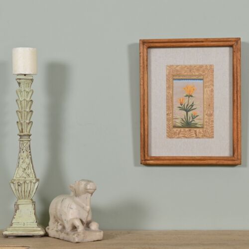 Floral Painting 8.5 X 5.5 inch Indian miniature paintings, framed, artistic, Art - Picture 1 of 8
