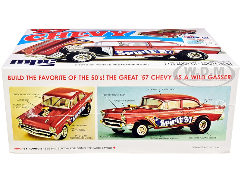 SKILL 2 MODEL KIT 1957 CHEVROLET GASSER FLIP NOSE 