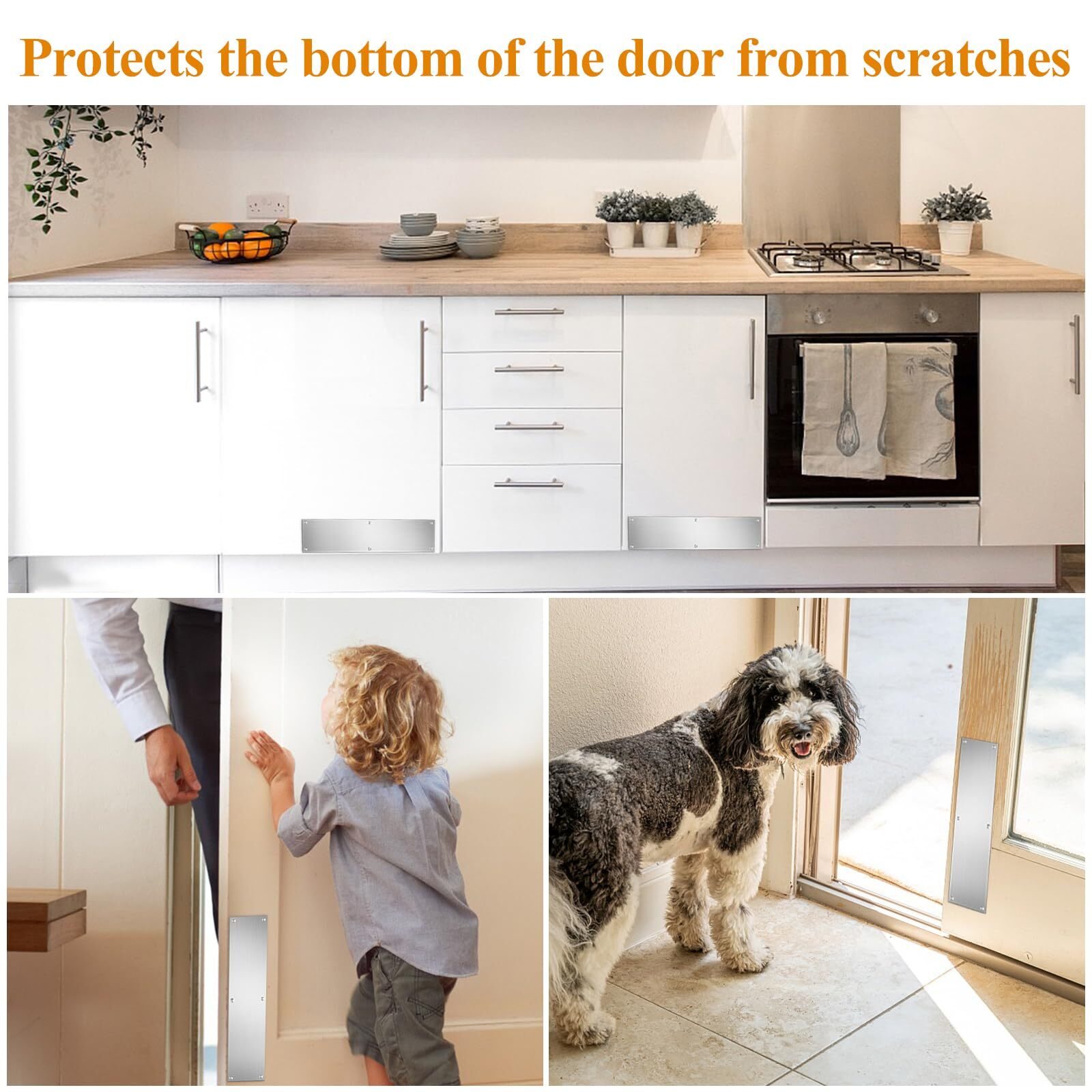 2Pcs Door Kick Plates, 4 X 16 Inch Stainless Steel Kick Plates With 12 - View #3