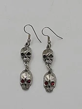 Skull Earrings JPI 2000 Silver Tone Pierced Fashion Costume Jewelry