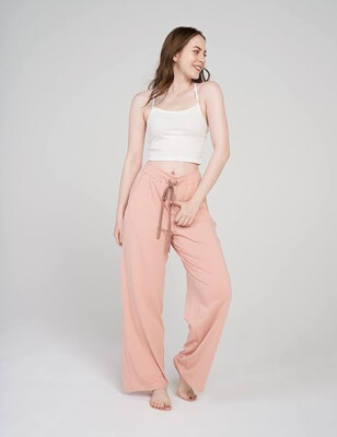 LAPASA Women's Soft Knit Pajama Pants, Flared Wide Leg Palazzo