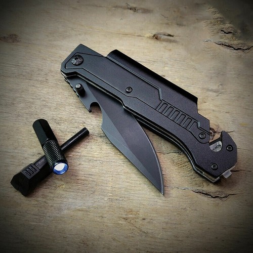 EDC Tactical Folding Knife - Spring Assisted Open, LED Light, Survival Multitool - Bild 2 von 13
