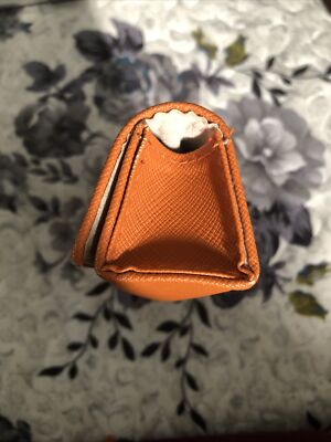 Tory Burch Orange Saffiano Leather Glasses Case  with Gold Logo and dustie Tory Burch Orange Saffiano Leather Gold Logo Eye Glasses  main image 4