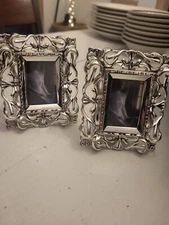 Vintage GODINGER Silver Art Mini Picture Frame Holds 2.25”x 1.5” Heavy, Ornate