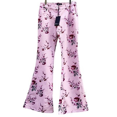 Blumarine Flare Damen Jeans geblümt rosa Gr. 40 US 29 L Made in Italy Neu