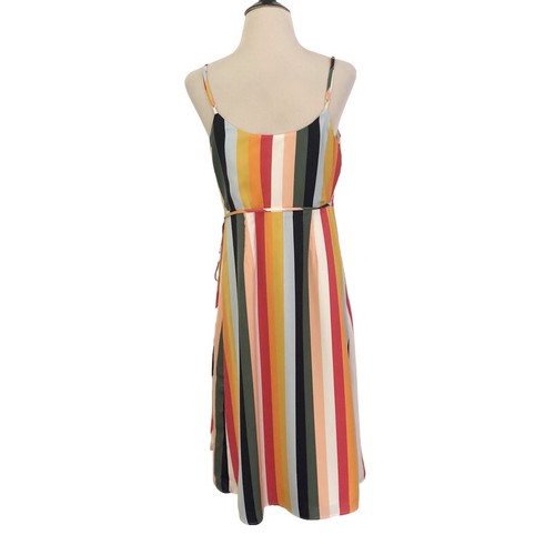 CUPCAKES AND CASHMERE Stella Sun DRESS S Rainbow Stripe Wrap Midi Colorful Beach - Picture 6 of 11