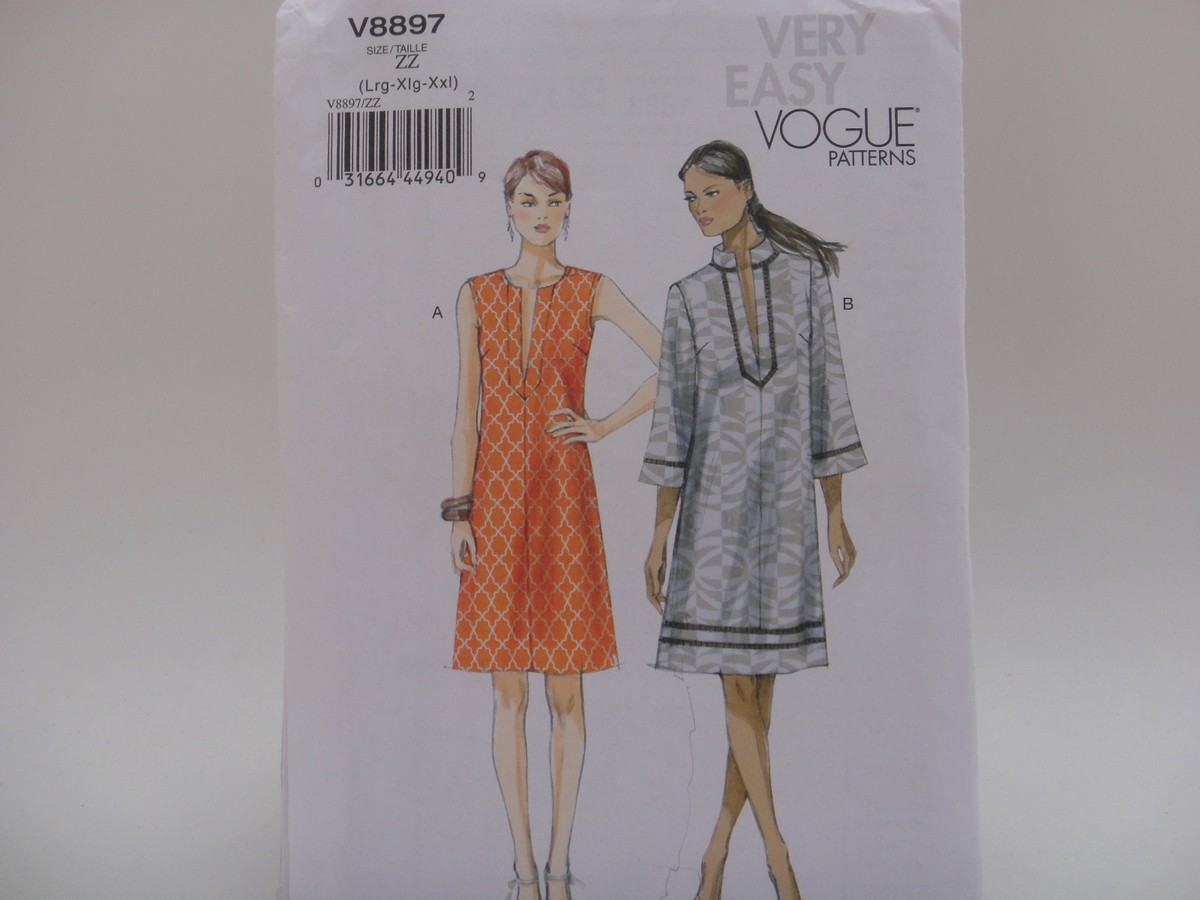 Vogue 8897 V8897 Very Easy Loose Fitting Dress Pattern Misses' (XS-M) or (L-2XL) | eBay Vogue 8897 V8897 Very Easy Loose Fitting Dress Pattern Misses' (XS-M) or (L-2XL) | eBay