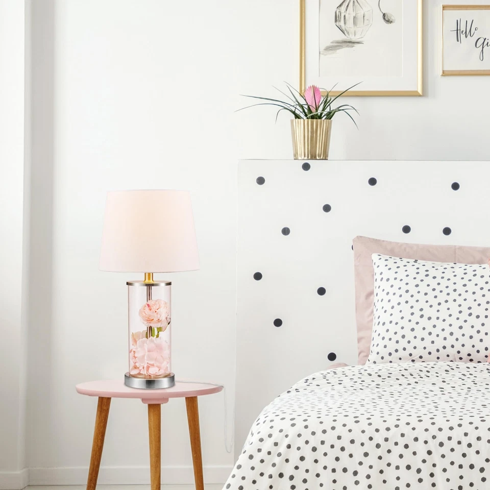 Maya 20 Inch Clear Glass Fillable Table Lamp Coastal Transitional Design - Image 4 of 4