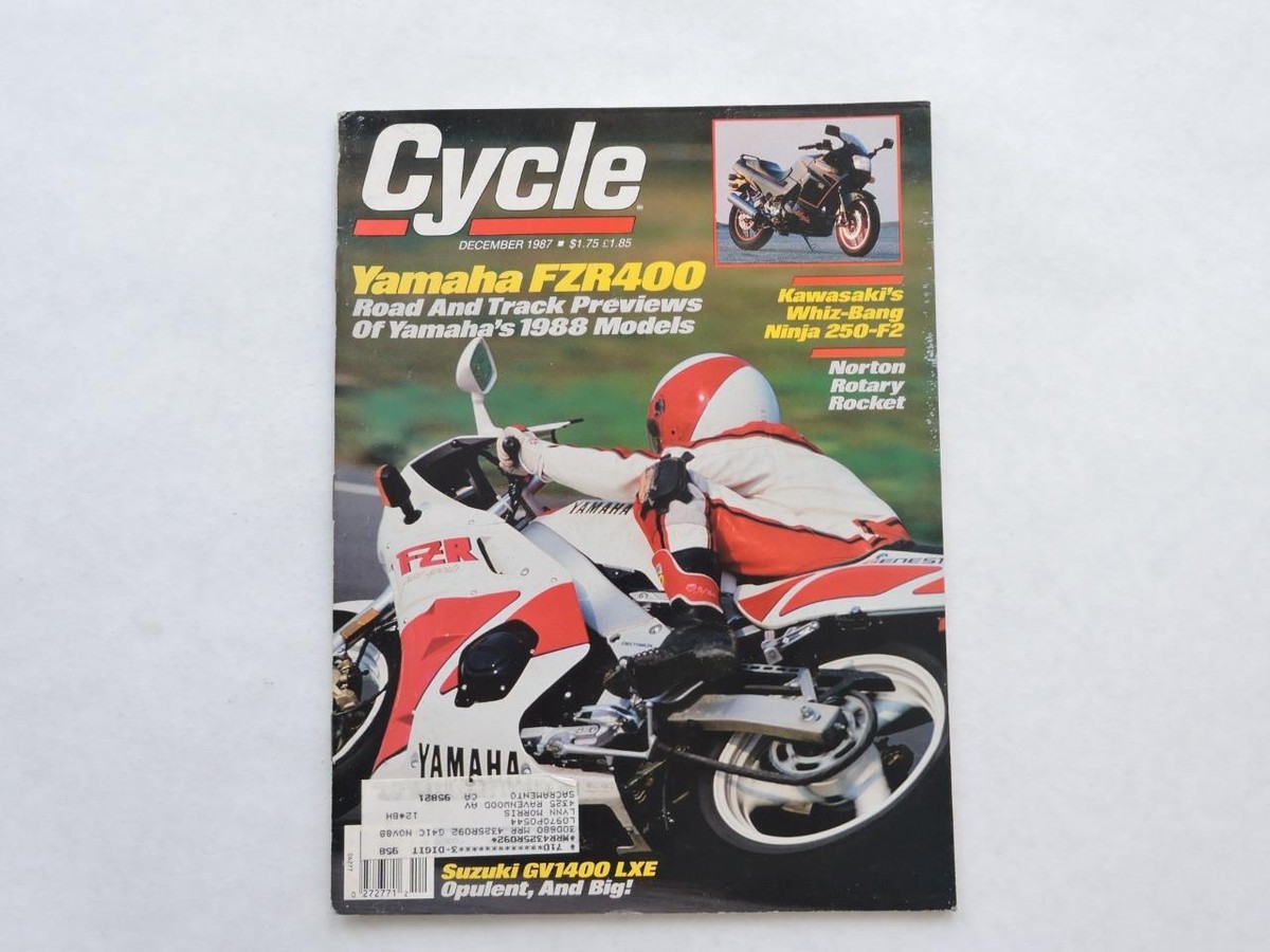 Cycle Magazine December 1987 Yamaha FZR400 Kawasaki Ninja Norton