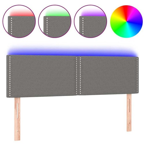 NNEVL LED Headboard Dark Grey 144x5x78/88 cm Fabric - Picture 2 of 6