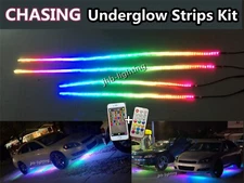 JHB 2PCS 4FT+2PCS 6.5FT  Bluetooth Chasing Flow LEDs  Underglow Strips Lights