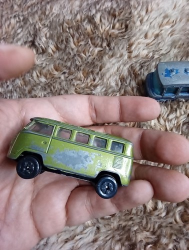 Vintage Playart Volkswagen Station Wagon Van Green & Mercedes Police Van - Picture 5 of 12
