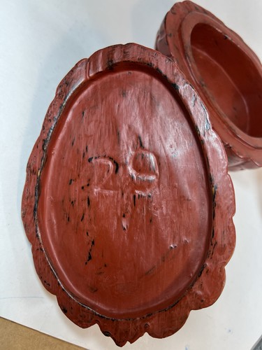 Vintage zwei chinesische geschnitzte Zinnober Wachtel Taube Vogel Figur Skulptur Schachteln - Bild 6 von 19
