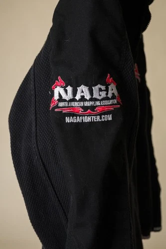 NAGA Fighter Black Flame Logo Zip Grappling Hoodie Jacket Unisex image 10