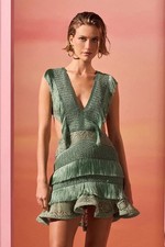PatBO Samba Fringe Cut Out Mini Dress in Light Green 0 NWT $675