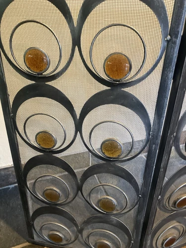 Designer Fireplace screen Steel & Amber Glass - Picture 4 of 7