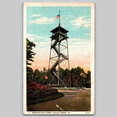 Postcard Observation Tower Valley Forge PA Architecture