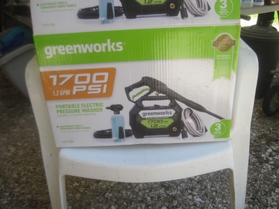 #ad Greenworks 1700 Psi Hand Carry Pressure Washer PW1603 20Ft Hose 35Ft Cord 2 Nozz $85.00