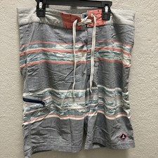 Sperry Mens Board Shorts Size 32 Multi-Color Stripe, Zipper Pocket, SM6PA20