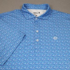 Johnnie-O Polo Shirt Mens Large Blue Floral Geometric Performance UPF 50 Stretch
