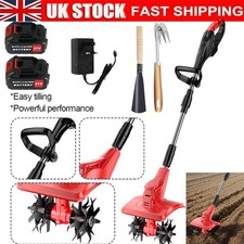 21V Cordless Electric Cultivator Rotavator Tiller Garden Tool Allotment Soil