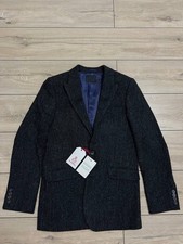 Men's ASOS Harris Tweed Wool Blazer Jacket US 36 EU 46 UK 36 Reg Black 