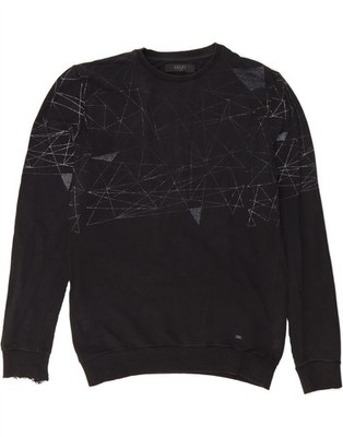 LIU JO Herren Sweatshirt Pullover Medium Schwarz Geometrisch Baumwolle AL13