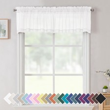 Aiyufneg White Sheer Window Valance Curtains, 40"W x 14"L Pack of 2 ,