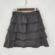 Kids Hanna Andersson Grey Tiered Ruffle Skirt Medium