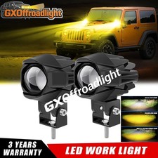 2Pcs LED Driving Fog Light Amber White Projector Lamp Headlight Motorcycle ATV