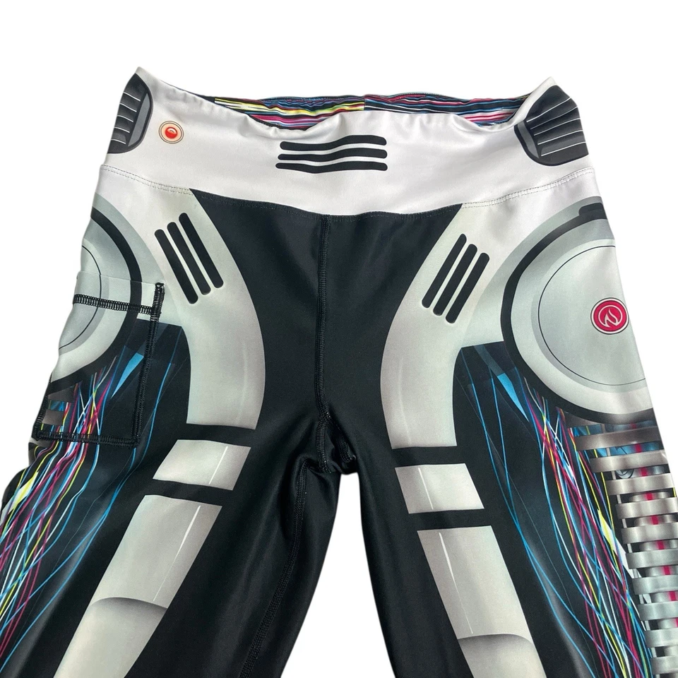 Leggings capri Ink N Burn Robot para mujer 12 Cyborg estampado atlético elástico Foto 2 de 4