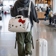 Sanrio Hello Kitty White Duffle Bag Travel Carry On Luggage Overnight Weekender